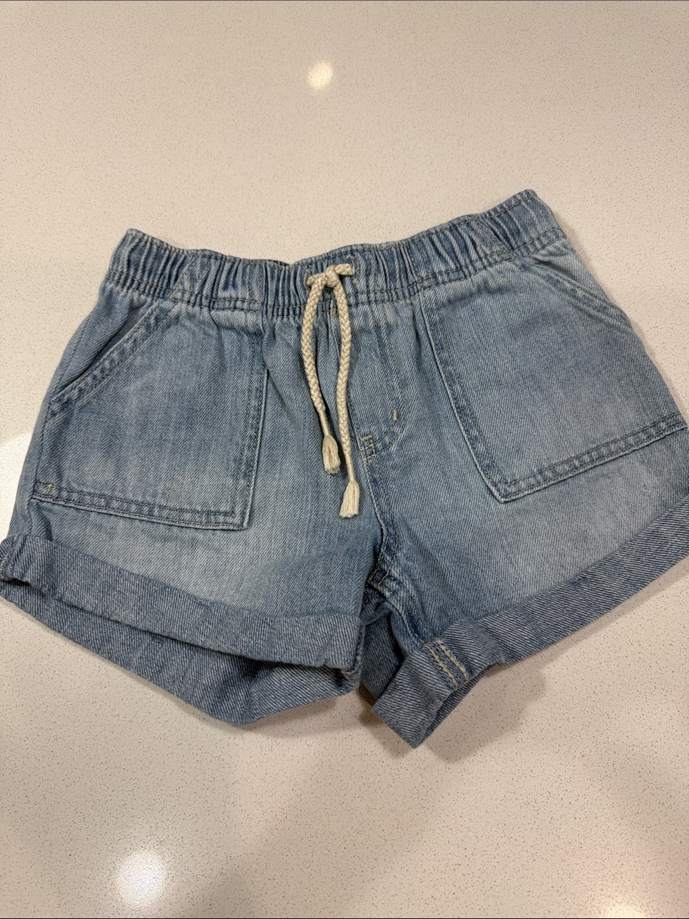 Cat & Jack Light Blue Denim Drawstring Pocket Shorts